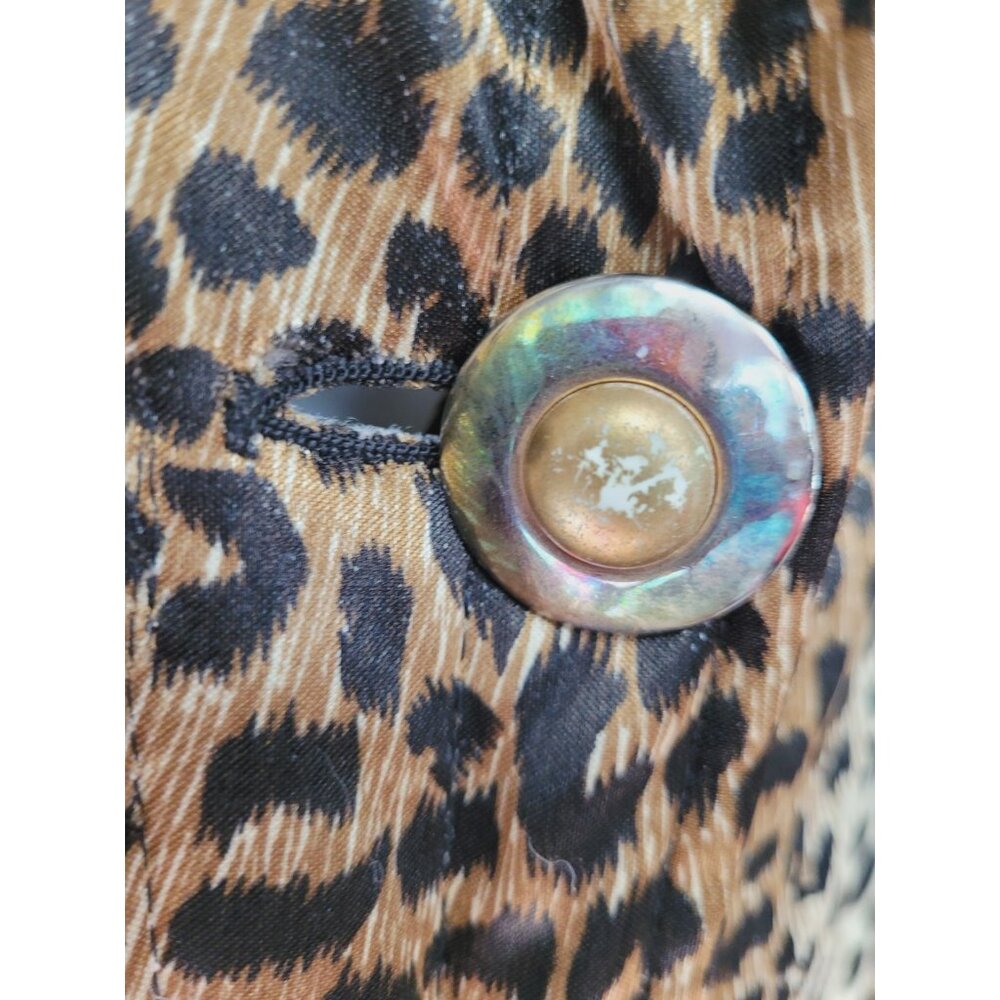 Vintage Jade of the East Jacket Leopard Print Pockets Button Light Weight - Picture 12 of 16